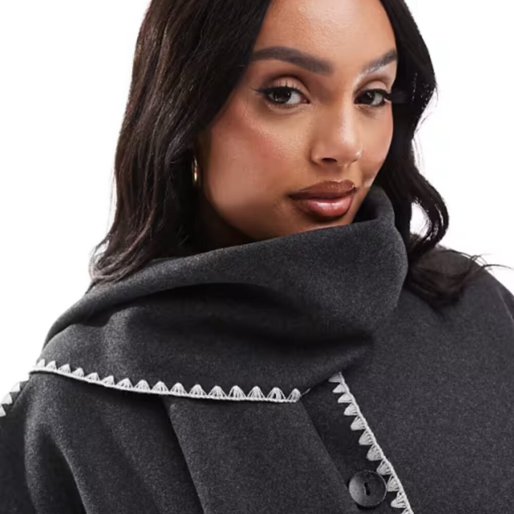 asos x only carmakoma | scallop edge scarf coat | 2X |  inspired - Picture 7 of 8